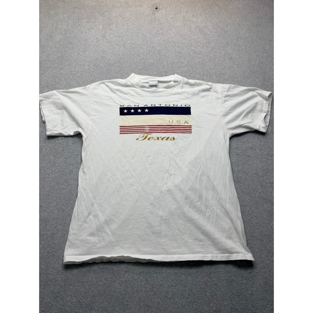 Vintage All Sport San Antonio Texas USA Graphic T-Shirt XL White Cotton 90s